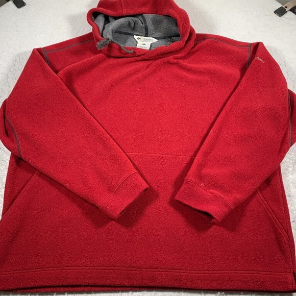 Columbia Hoodie Mens Extra Large Red‎ Pullover Fleece Hooded - Picture 1 of 14